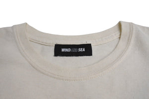 WIND AND SEA ウィンドアンドシー 半袖Tシャツ WDS-CS-210 サイズM アイボリー ブルー ラメ 筆記体ロゴ 美品 中古 4c070480