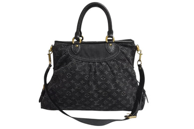 極美品 LOUIS VUITTON ルイヴィトン ネオカヴィ GM ハンドバッグ M95352 モノグラムデニム ブラック レザー ゴールド金具 中古 4c070482