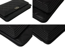 Load image into Gallery viewer, CHANEL シャネル ボーイシャネル ショルダーバッグ チェーンウォレット 19番台 ラムスキン ブラック シルバー 美品 中古 4c070487