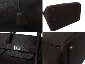 HERMES エルメス Haut a Courroies オータクロア45 ハンドバッグ フィヨルド ハバナ シルバー金具 ◻︎B刻印 美品 中古 4c070501
