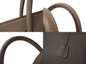 極美品 HERMES エルメス BIRKIN バーキン50 トリヨンクレマンス エトゥープ シルバー金具 □J刻印 中古 4c070502