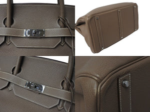 極美品 HERMES エルメス BIRKIN バーキン50 トリヨンクレマンス エトゥープ シルバー金具 □J刻印 中古 4c070502