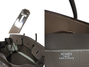 極美品 HERMES エルメス BIRKIN バーキン50 トリヨンクレマンス エトゥープ シルバー金具 □J刻印 中古 4c070502