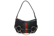 Load image into Gallery viewer, GUCCI グッチ ワンショルダー ショルダーバッグ ホースビット キャンバス レザー ブラック 131025 中古 美品 4c070505