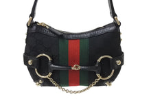 Load image into Gallery viewer, GUCCI グッチ ワンショルダー ショルダーバッグ ホースビット キャンバス レザー ブラック 131025 中古 美品 4c070505