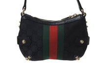 Load image into Gallery viewer, GUCCI グッチ ワンショルダー ショルダーバッグ ホースビット キャンバス レザー ブラック 131025 中古 美品 4c070505