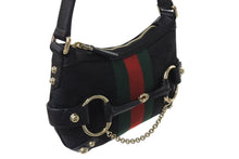 Load image into Gallery viewer, GUCCI グッチ ワンショルダー ショルダーバッグ ホースビット キャンバス レザー ブラック 131025 中古 美品 4c070505
