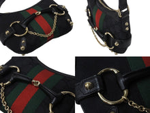 Load image into Gallery viewer, GUCCI グッチ ワンショルダー ショルダーバッグ ホースビット キャンバス レザー ブラック 131025 中古 美品 4c070505
