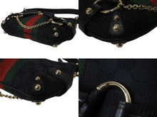 Load image into Gallery viewer, GUCCI グッチ ワンショルダー ショルダーバッグ ホースビット キャンバス レザー ブラック 131025 中古 美品 4c070505