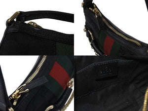 GUCCI グッチ ワンショルダー ショルダーバッグ ホースビット キャンバス レザー ブラック 131025 中古 美品 4c070505