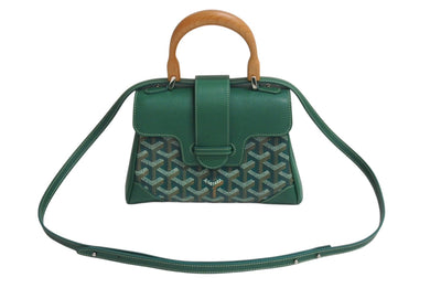 極美品 GOYARD ゴヤール サイゴン ミニ ソフトバッグ 2WAY ハンドバッグ SAIGONMINTY09CL09P グリーン シルバー金具 中古 4c070507