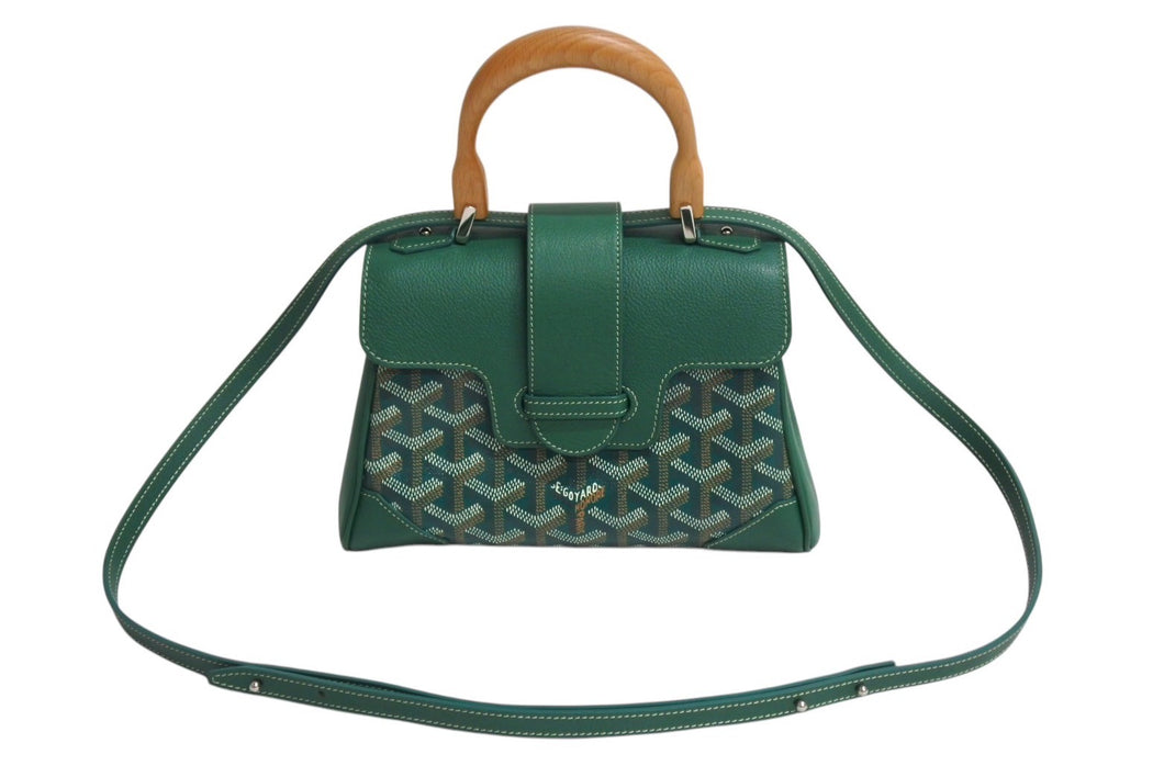 極美品 GOYARD ゴヤール サイゴン ミニ ソフトバッグ 2WAY ハンドバッグ SAIGONMINTY09CL09P グリーン シルバー金具 中古 4c070507