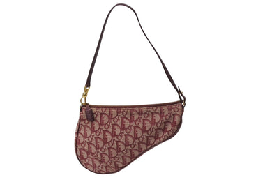 Christian Dior クリスチャンディオール サドルポーチ ワンショルダーバッグ トロッター MC 1022 ボルドー 美品 中古 4c070513