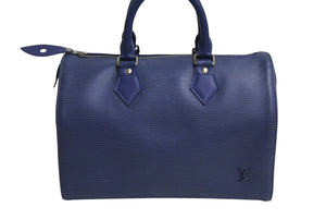 LOUIS VUITTON ルイヴィトン スピーディ25 M5923G ハンドバッグ ブルー シルバー金具 エピレザー 美品 中古 4c070524