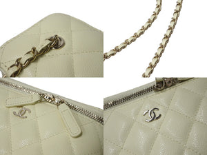 極美品 CHANEL シャネル バニティバッグ AP1341 チェーンショルダー キャビアスキン アイボリー ココマーク ランダム番台 中古 4c070537