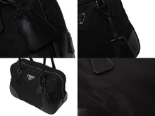 Load image into Gallery viewer, PRADA プラダ ハンドバック ミニ ボストンバック ナイロン レザー B10764 ブラック 黒 美品 中古 4c070569
