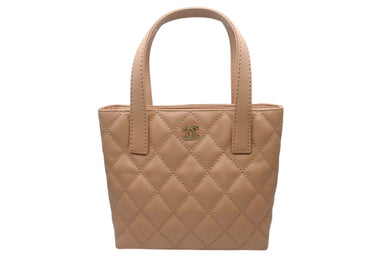 CHANEL シャネル ココマーク ハンドバッグ ワイルドステッチ 7番台 カーフスキン ベージュ ゴールド金具 美品 中古 4c070577