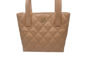 CHANEL シャネル ココマーク ハンドバッグ ワイルドステッチ 7番台 カーフスキン ベージュ ゴールド金具 美品 中古 4c070577