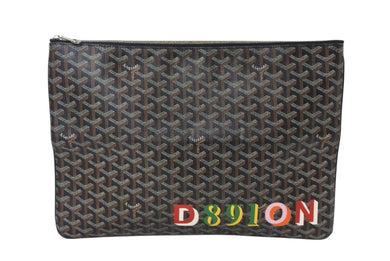 GOYARD ゴヤール セナGM クラッチバッグ SENAT2GMLTY01CL01P レザー PVC ブラック シルバー金具 美品 中古 4c070594