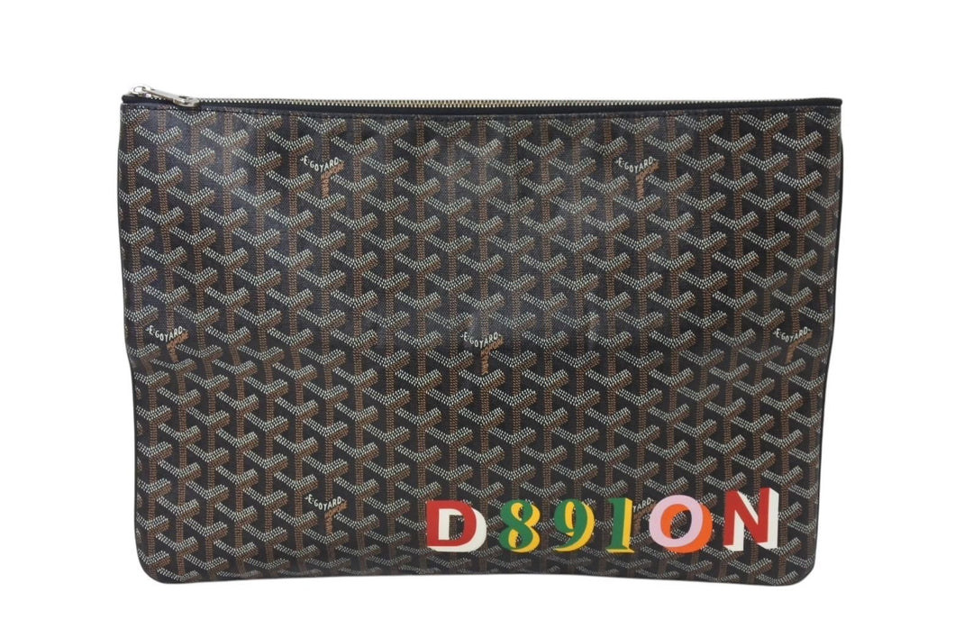 GOYARD ゴヤール セナGM クラッチバッグ SENAT2GMLTY01CL01P レザー PVC ブラック シルバー金具 美品 中古 4c070594