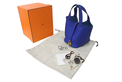 極美品 HERMES エルメス ピコタンロックPM ハンドバッグ U刻印 ブルーフランス トリヨンクレマンス ゴールド金具 中古 4c070597