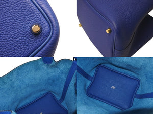 極美品 HERMES エルメス ピコタンロックPM ハンドバッグ U刻印 ブルーフランス トリヨンクレマンス ゴールド金具 中古 4c070597