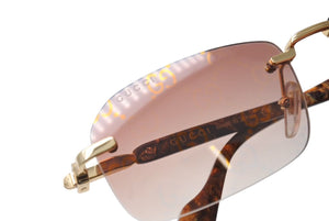 極美品 GUCCI グッチ サングラス GG1221S サイズ56□16 140 ブラウン プラスチック アイウェア 中古 4c070616 