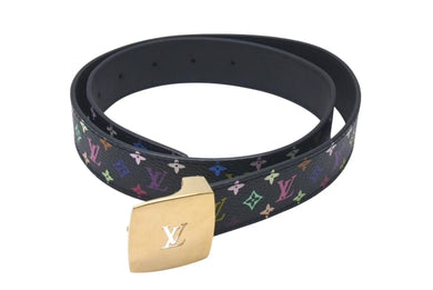 LOUIS VUITTON ルイヴィトン ベルト M6890 モノグラム マルチカラー ノワール ブラック ベルト 5穴 美品 中古 4c070619