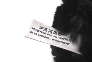 極美品 CHANEL シャネル ココマーク リアルファー リストバンド ファーバングル フランス ラパン ブラック ホワイト 中古 4c070626