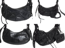 Load image into Gallery viewer, BALENCIAGA バレンシアガ Le Cagole XS ルカゴールXS クロコ型押し ショルダーバッグ 671309 レザー ブラック 美品 中古 4c070671