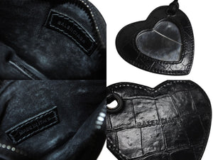 BALENCIAGA バレンシアガ Le Cagole XS ルカゴールXS クロコ型押し ショルダーバッグ 671309 レザー ブラック 美品 中古 4c070671