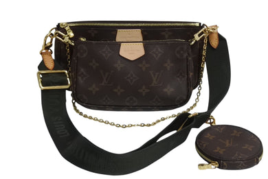 極美品 LOUIS VUITTON ルイヴィトン ミュルティポシェット アクセソワール カーキ ショルダーバッグ モノグラム M44813 中古 4c070672
