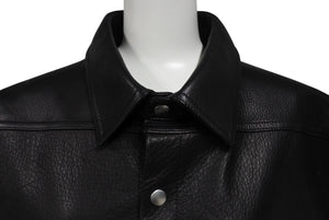 新品同様 RickOwens リックオウエンス レザーベスト ジャケット RU21S6776-LC モルドバ製 ブラック シルバー金具 サイズ42 中古 4c070682