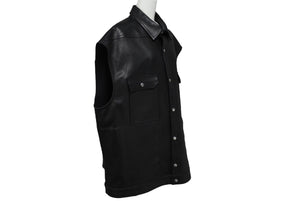 新品同様 RickOwens リックオウエンス レザーベスト ジャケット RU21S6776-LC モルドバ製 ブラック シルバー金具 サイズ42 中古 4c070682