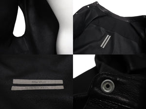 新品同様 RickOwens リックオウエンス レザーベスト ジャケット RU21S6776-LC モルドバ製 ブラック シルバー金具 サイズ42 中古 4c070682