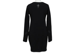 新品未使用 ChromeHearts クロムハーツ ニット トップス クロスパッチ CHクロス カシミヤ レザー シルバー925 ブラック 中古 M 4c070686