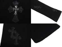 Load image into Gallery viewer, 新品未使用 ChromeHearts クロムハーツ ニット トップス クロスパッチ CHクロス カシミヤ レザー シルバー925 ブラック 中古 M 4c070686