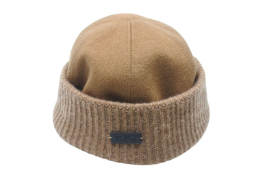 Loro Piana ロロ ピアーナ ニットキャップ ニット ビーニー ロゴアップリケ カシミア コットン イタリア製 ブラウン 美品 中古 4c070688