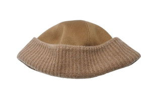 Loro Piana ロロ ピアーナ ニットキャップ ニット ビーニー ロゴアップリケ カシミア コットン イタリア製 ブラウン 美品 中古 4c070688