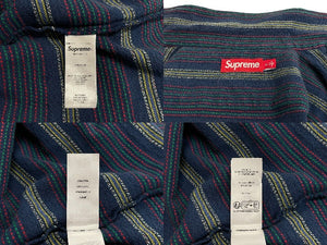 未使用 Supreme シュプリーム Woven Stripe Shirt ウーブンストライプシャツ サイズ XL ネイビー 中古 4c070695 