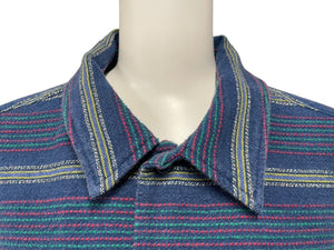 未使用 Supreme シュプリーム Woven Stripe Shirt ウーブンストライプシャツ サイズ XL ネイビー 中古 4c070695 