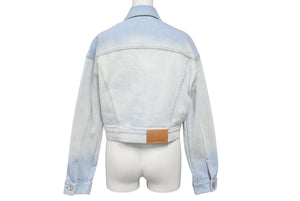 新品未使用 Stella McCartney ステラマッカートニー デニムジャケット 604124 イタリア製 ブルー シルバー サイズ36 中古 4c070721