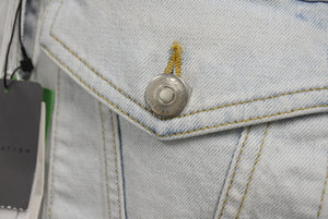 新品未使用 Stella McCartney ステラマッカートニー デニムジャケット 604124 イタリア製 ブルー シルバー サイズ36 中古 4c070721