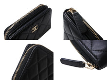 Load image into Gallery viewer, CHANEL シャネル ココマーク コインケース ミニウォレット 30番台 ラムスキン ブラック ゴールド金具 美品 中古 4c070742
