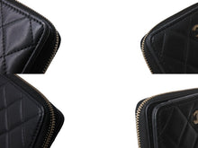 Load image into Gallery viewer, CHANEL シャネル ココマーク コインケース ミニウォレット 30番台 ラムスキン ブラック ゴールド金具 美品 中古 4c070742