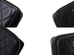 CHANEL シャネル ココマーク コインケース ミニウォレット 30番台 ラムスキン ブラック ゴールド金具 美品 中古 4c070742