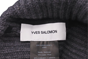 新品未使用 YVES SALOMON イヴサロモン ニット帽 ニットキャップ ビーニー グレー ウール カシミヤ A9099 中古 4c070746