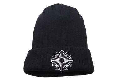 新品未使用 CHROME HEARTS クロムハーツ ニットキャップ ビーニー サマーニット ブラック ウール ONE SIZE 刺繍 中古 4c070747