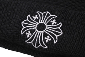 新品未使用 CHROME HEARTS クロムハーツ ニットキャップ ビーニー サマーニット ブラック ウール ONE SIZE 刺繍 中古 4c070747