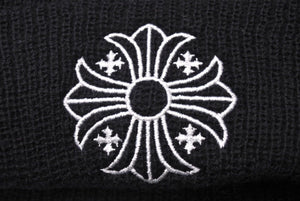 新品未使用 CHROME HEARTS クロムハーツ ニットキャップ ビーニー サマーニット ブラック ウール ONE SIZE 刺繍 中古 4c070747